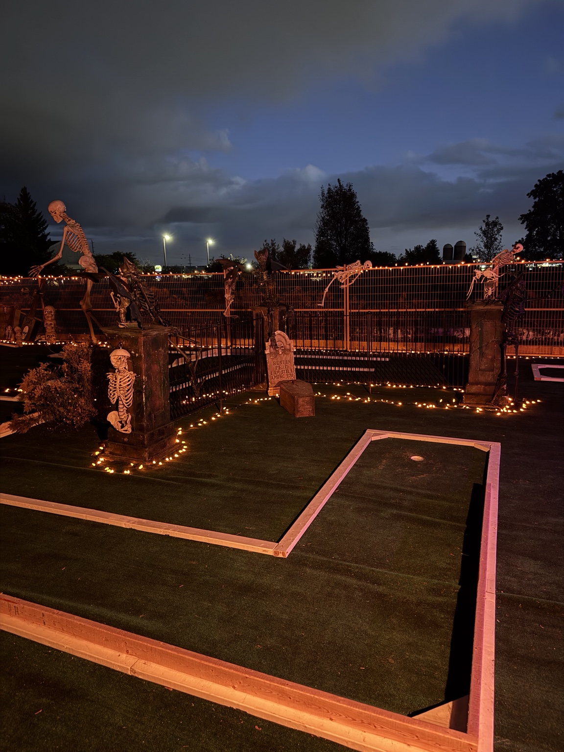Skeleton graveyard mini golf at Haunted Hollows