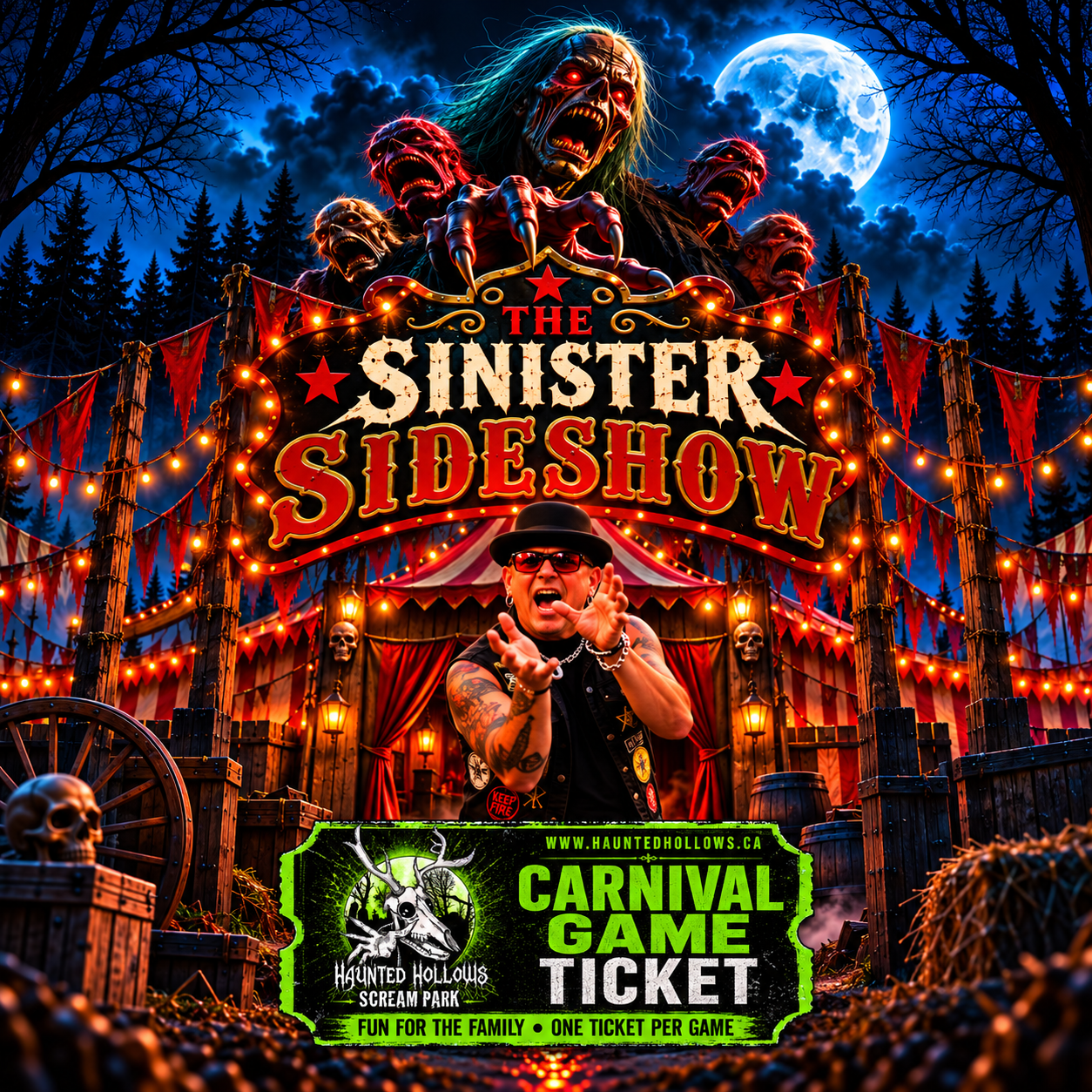 The Sinister Sideshow at Haunted Hollows Scream Park